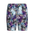 thumbnail image 4 of Wukai Purple Marble Texture Men’s Short Pajama Pants With Pockets Soft Sleep Pj Shorts for Men-, 4 of 6