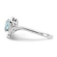 thumbnail image 4 of 14K White Gold Ring Band with Stones (03) March Aquamarine Oval Blue Diamond Round, Size 6, 4 of 5