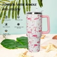 thumbnail image 3 of 40 oz Pink Flamingo Tumbler with Handle, Leakproof Lid & Straw - Insulated Stainless Steel Water Bottle & Coffee Mug - Perfect Gift for Women, 3 of 6