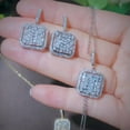 thumbnail image 3 of Lovely Square Drop Dangle CZ Earring Pendant Necklace Set Female Costume Jewelry, 3 of 9