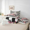 thumbnail image 5 of Erosebridal Romantic Makeup Bedding Sets Full Size,Floral Flower Comforter Sets with Sheets,Black White Geometric Stripes Bed in a Bag Full Size,Breathable Room Decorative Reversible,7-Piece, 5 of 7