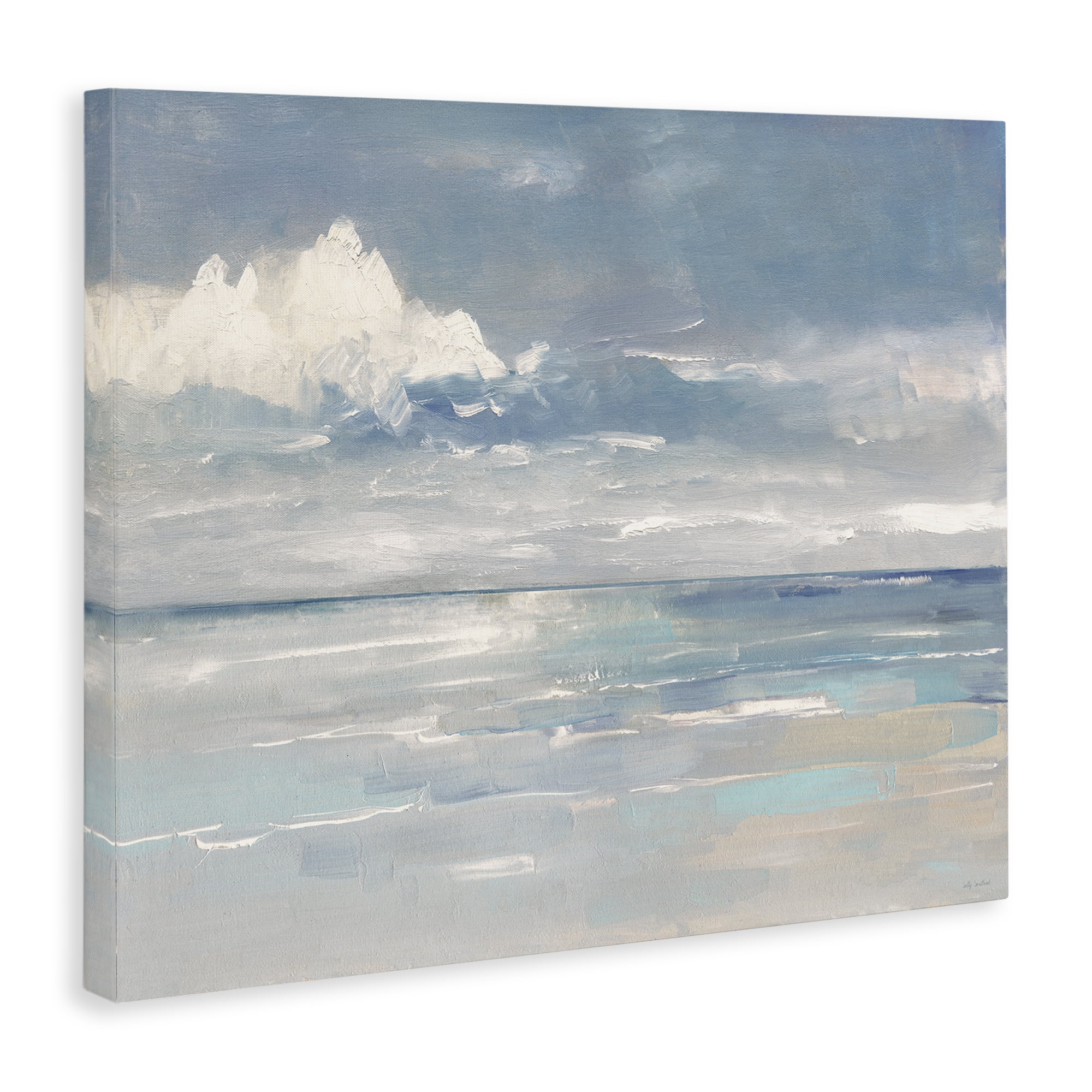 Stupell Industries Beach Clouds Reflection Landscape Painting Gallery Wrapped Canvas Art Print Wall Art, 48 x 36