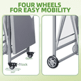 thumbnail image 2 of YODOLLA Foldable Outdoor Grill Cart 3 Tiers Stainless Steel Rolling Cart with Wheels Metal Utility Storage Trolley,Silver, 2 of 13