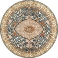thumbnail image 2 of Unique Loom Outdoor Traditional Collection Area Rug - Timeless (7' 10" Round Navy Blue and Light Pink/Gold), 2 of 9