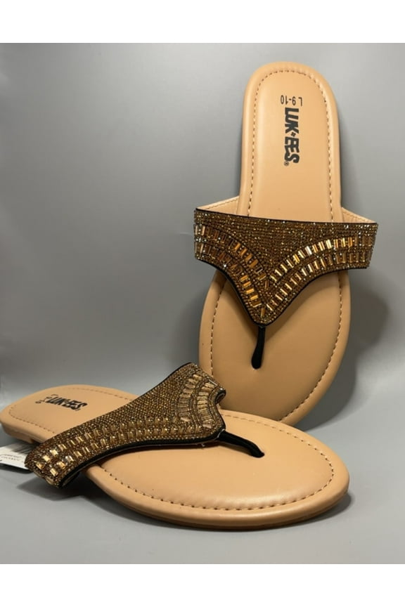 Luk EES by MUK LUKS Women's Sandal, Gold, XL