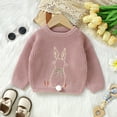 thumbnail image 2 of Bagilaanoe Toddler Baby Girl Easter Sweater Long Sleeve Bunny Embroidery Pullover 6M 9M 12M 18M 24M 3T Kids Warm Jumpers Tops Loose Knitwear, 2 of 7