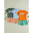 thumbnail image 3 of Loicainy Toddler Kids Boy Halloween Outfit 12 18 24 Months 2T 3T 4T 5T Short Sleeve Pumpkin Embroidery Tops and Plaid Shorts Clothes Set, 3 of 9