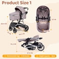 thumbnail image 4 of babyeap Baby Stroller,2 in 1 Lightweight Travel Stroller,Compact Foldable Stroller for Toddler with Reversible,Brown, 4 of 12