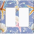 thumbnail image 2 of Metal Light Switch Wall Plate Outlet Cover (Ocean Sea Star Fish Shell Coral Clam Lavender Blue - Double Rocker), 2 of 2