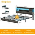 thumbnail image 2 of Homieasy King Size Bed Frame with Headboard, Metal Platform Bed Frame with Reversible Storage Bookcase Headboard, Charging Station and LED Light, No Box Spring Needed/Noise Free, Black Oak, 2 of 7