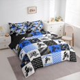 thumbnail image 2 of Castle Fairy Geometric Motocross Bike Bedding Comforter Set 7-Piece for Kids, Patchwork Extreme Ride King Bedding Sets for Bedroom, Blue Black,Black Reversible, 2 of 7