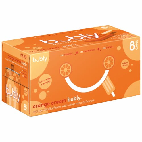 Bubly Orange Cream Flavored Sparkling Water Cans 8 pk / 12 fl oz - Pack of 2