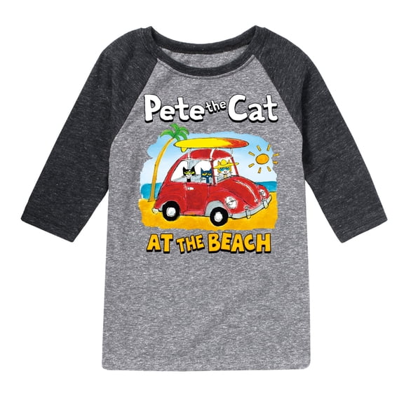 Pete The Cat - At The Beach - Toddler And Youth Raglan Graphic T-Shirt