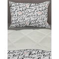 thumbnail image 3 of England Comforter & Sham Bedding Set, Famous Cities in Monochrome Hand Lettering Style Bristol London Oxford, 3 pcs Duvet Set Microfiber Filling Quilt, 5 Sizes, Black White Vermilion, by Ambesonne, 3 of 4