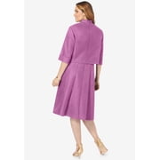 Roaman's Women's Plus Size Elbow Sleeve Fit-And-Flare Dress With Bolero Jacket – 2-Piece Suit