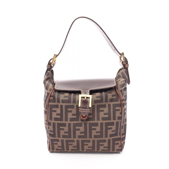Pre-Owned Fendi Zucca Handbag, Canvas and Leather, Women's, Brown, 15214