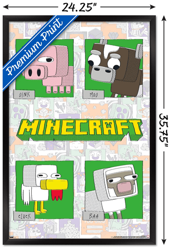Minecraft - Simple Comic Animal Grid Wall Poster, 22.375" x 34" Framed