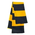 thumbnail image 3 of Knit Winter Rugby Striped Scarf for Men & Women - Stay Warm & Stylish (Navy/ Gold) -1 Pack, 3 of 7