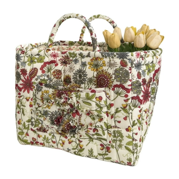 Extra Large Fabric Laundry Basket Retro Floral Foldable Storage Bin With Carry Handles