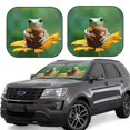 thumbnail image 1 of Balery Tree Frog Sitting On Sunflowes Parasol para parabrisas de coche de 2 piezas | Parasol plegable para parabrisas delantero de coche para la mayoría de sedanes-Medium, 1 of 6