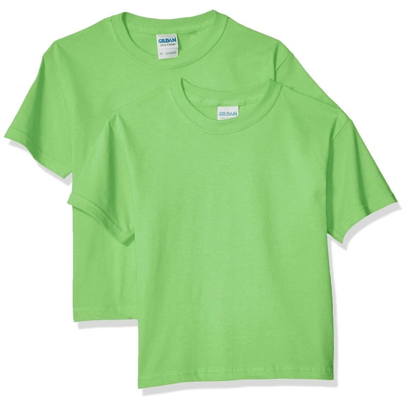 Gildan Youth Ultra Cotton T-Shirt, S, Lime (Pack of 2) 2 Lime
