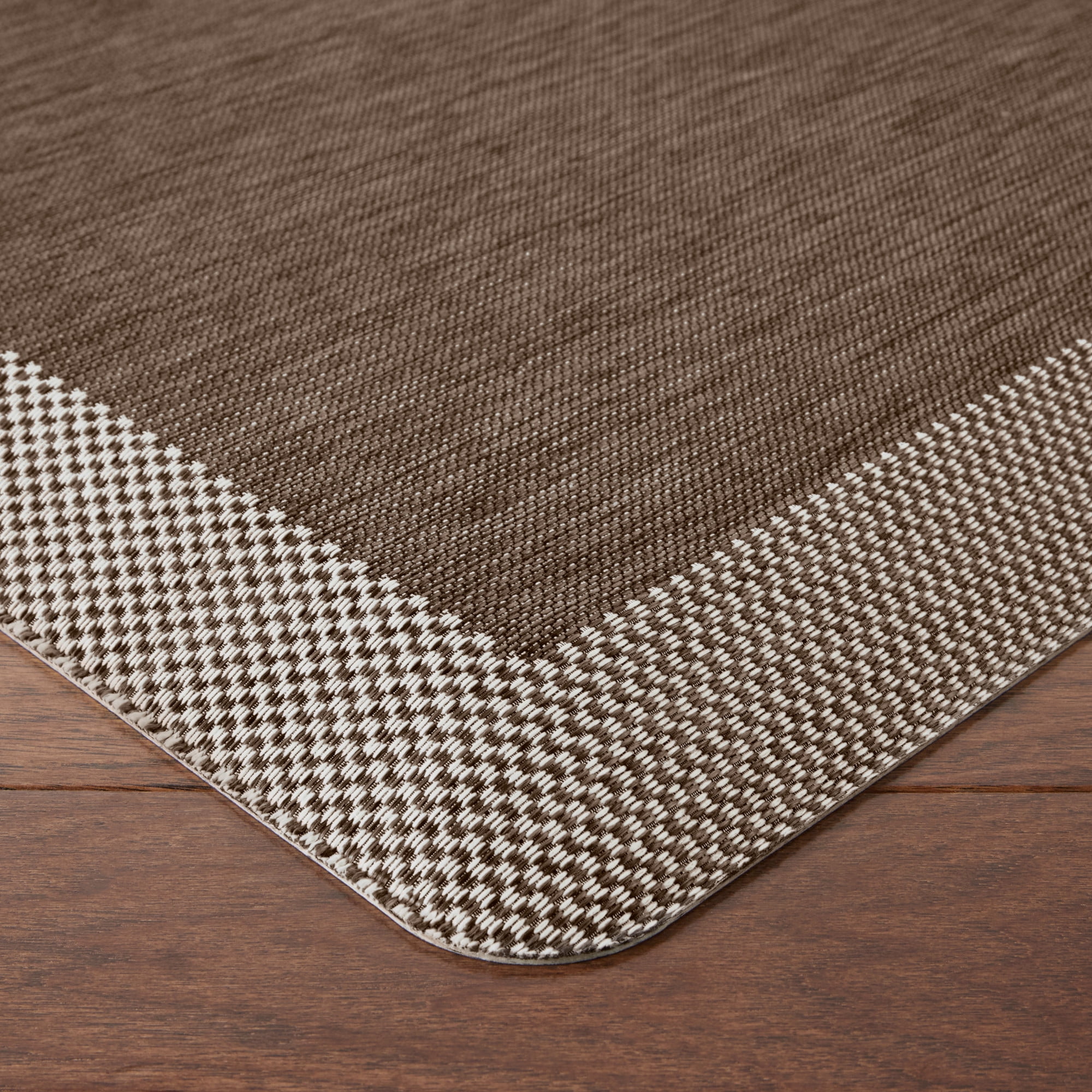 MARTHA STEWART Mira Modern Heathered Solid Anti-Fatigue Air-Infused Kitchen Mat, Brown, 19.6"x39"