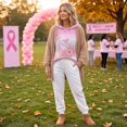 thumbnail image 5 of In October We Wear Pink Shirt 3D Pink Ribbon Hummingbird Floral Gradient Print Breast Cancer Hoodies 3/4 Sleeve Breast Cancer Sweatshirts For Women, 5 of 5
