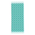 thumbnail image 4 of Women's Fashion Tassel Scarf, Green Quatrefoil Pattern Long Shawl, Lightweight and Warm, 4 of 9