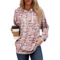 thumbnail image 2 of Hoodies For Women Oversized Winter Cute Sweatshirts Pullover Trendy Fall Clothes, Christmas Print Lightweight Design without Pockets for Comfortable Fall Winter Wear,Purple Pink,S, 2 of 6