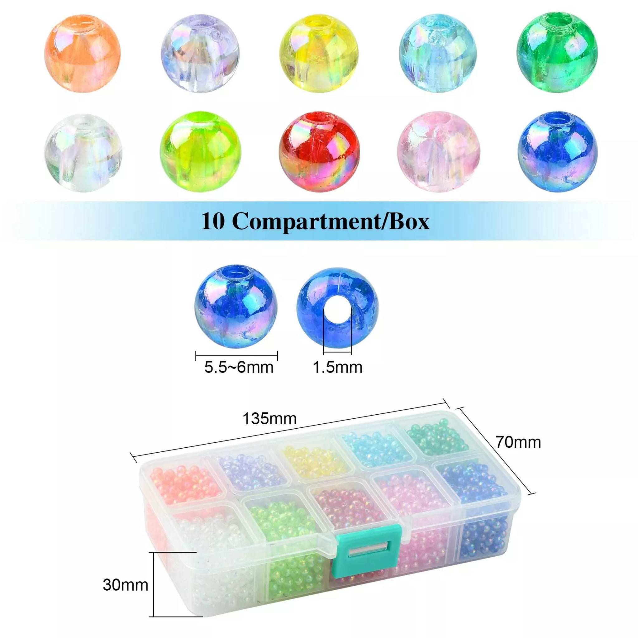 U8MO 3000x Transparent Acrylic Beads for DIY Jewelry Craft Making Bracelet Supplies