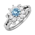 thumbnail image 2 of Mooneye 4.5mm Round Shape Blue Topaz 925 Sterling Silver Cluster Women Mother's Day Gift Ring, 2 of 4