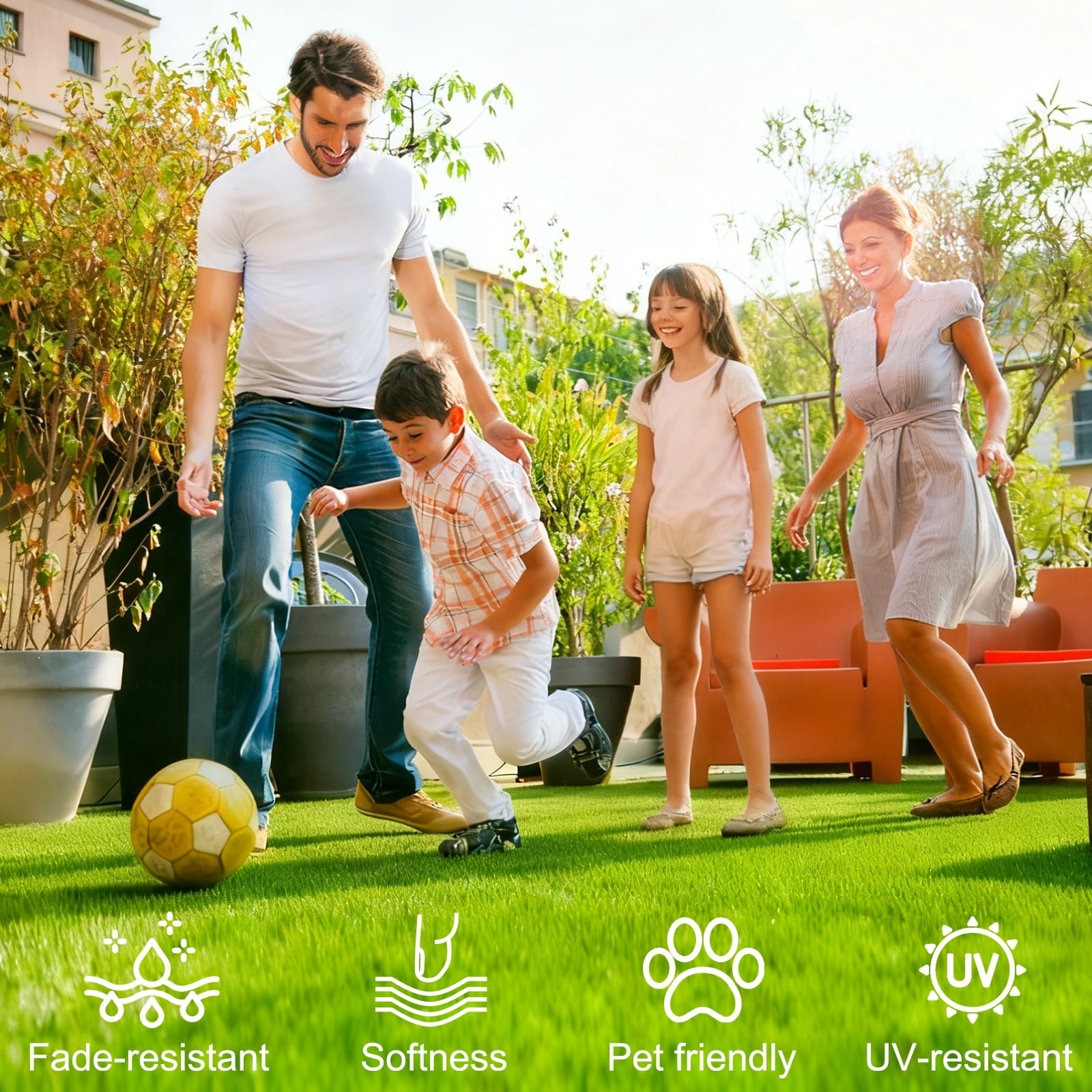 Outdoor Artificial Grass Runner Rug 6FT x 10FT, Thick Realistic Fake Grass Roll for Patio Balcony, Green