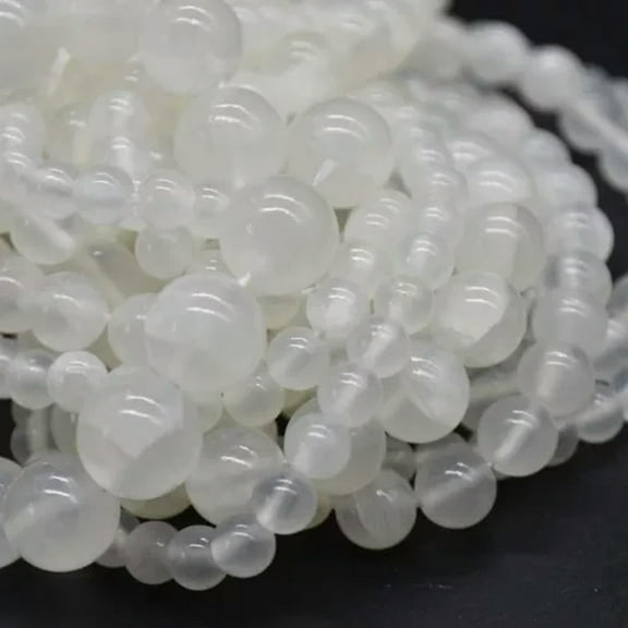 K-KED Natural White Selenite Semi-Precious Gemstone Round Beads 6mm 8mm 10mm -10 mm