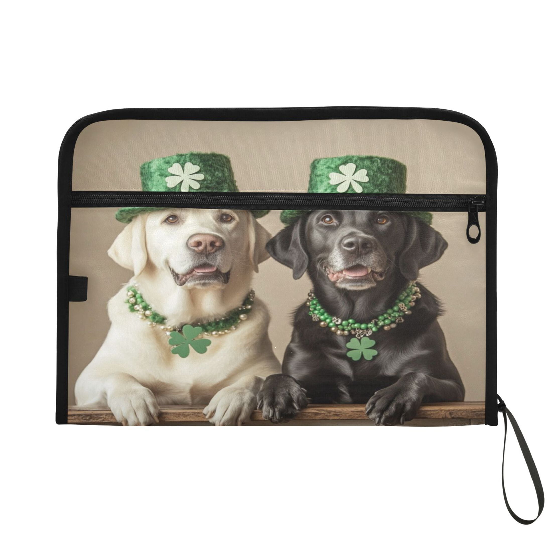 WOBOGO St Patricks Labrador Expanding File Folder Letter Size Accordion Filing Organizer 13 Pocket Separate Organ Pocket