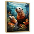 thumbnail image 2 of Designart "Blue Brown Marine Animals Curious Sea" Animals Floater Framed Wall Art Print, 2 of 7