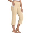 thumbnail image 3 of Clearance Sale! Yoga Pants for Women Capris Loose Wide Straight Leg Cropped Pants High Waist Tummy Control Capri Legging with Pockets Athletic Exercise Pants Khaki Xl, 3 of 4