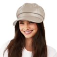 thumbnail image 2 of Minzimin Womens PU Leather Newsboy Cap 8 Panel Paperboy Newsie Cap Bakerboy Beret Cabbie Hat, 2 of 7