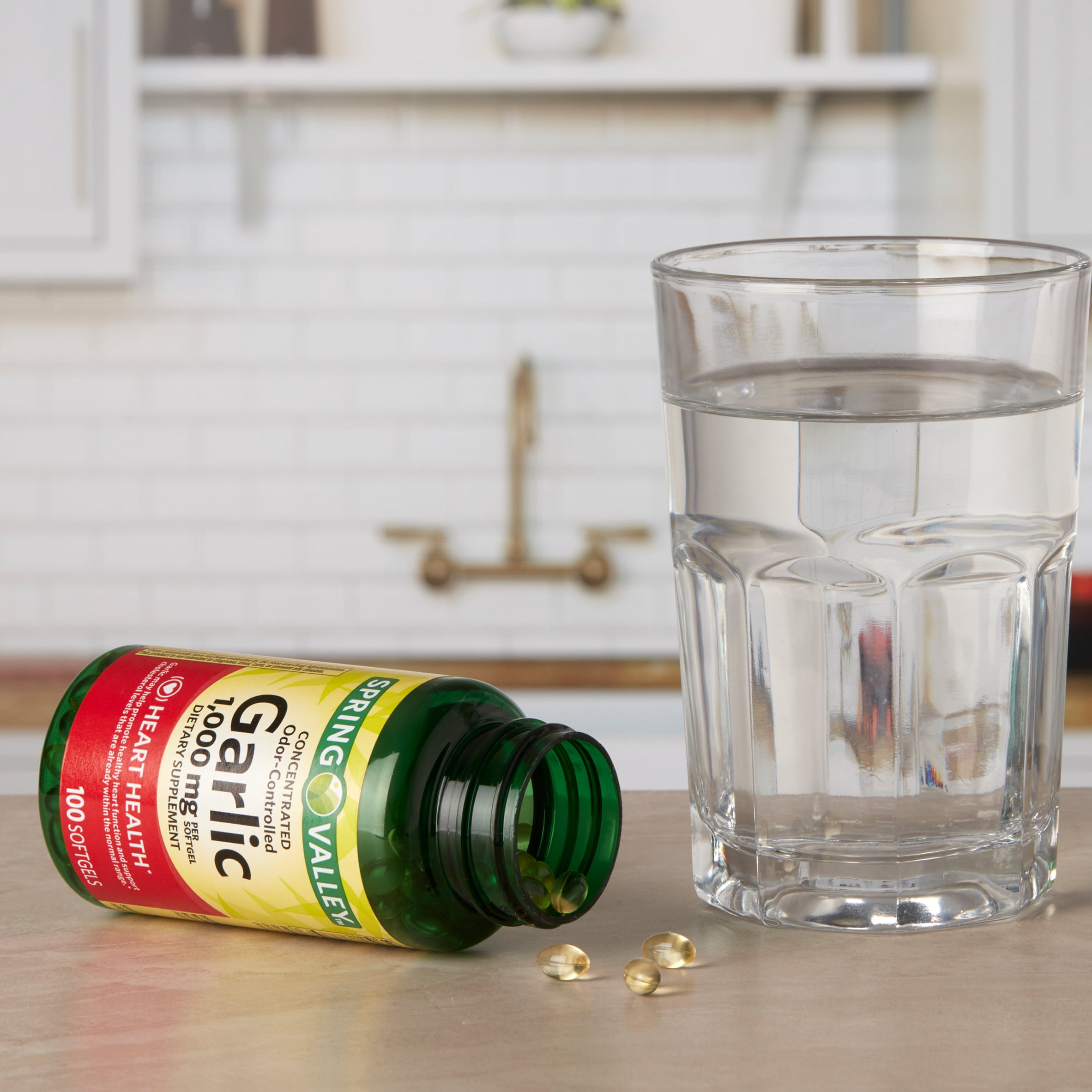 Spring Valley Odor-Controlled Garlic Softgels, 1000 mg, 100 Ct, 2 Pack