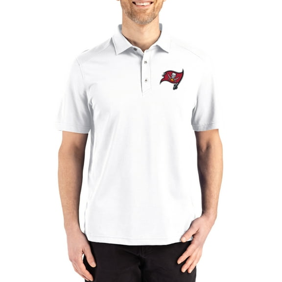 Men's Cutter & Buck White Tampa Bay Buccaneers Big & Tall Advantage Refresh Epic Confidence Recycled Tri-Blend Pique