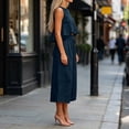 thumbnail image 4 of mihongmao Elegant Outfits for Ladies 2026 Holiday Party Sets Fahion Women's 2 Piece Sleeveless Crop Tops Cropped Pants Set Solid Navy M, 4 of 5