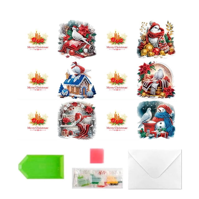 Kit de tarjetas de felicitación navideñas personalizadas con diamantes de Blarkrus 6 piezas 5D DIY