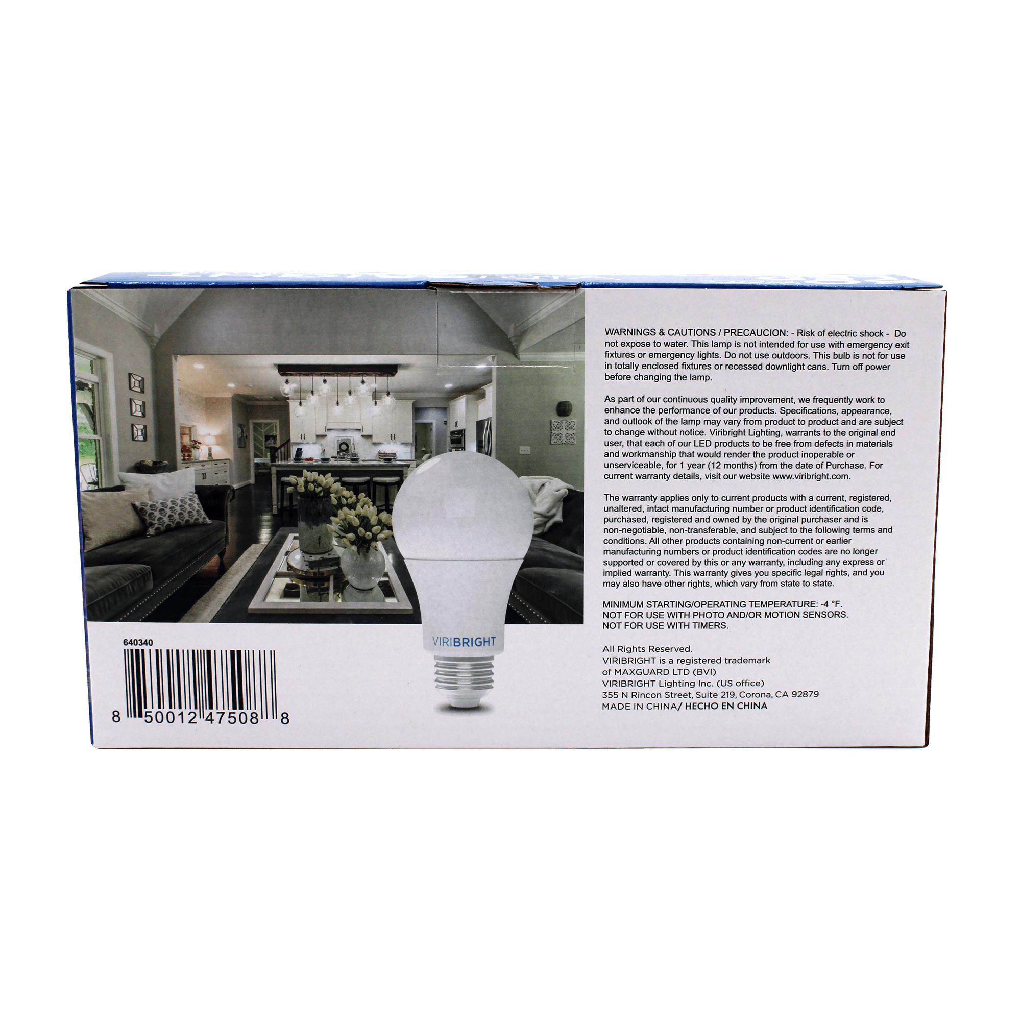 Viribright 60-Watt Equivalent A19 E26 LED Light Bulb, 6500K Daylight (12-Pack)