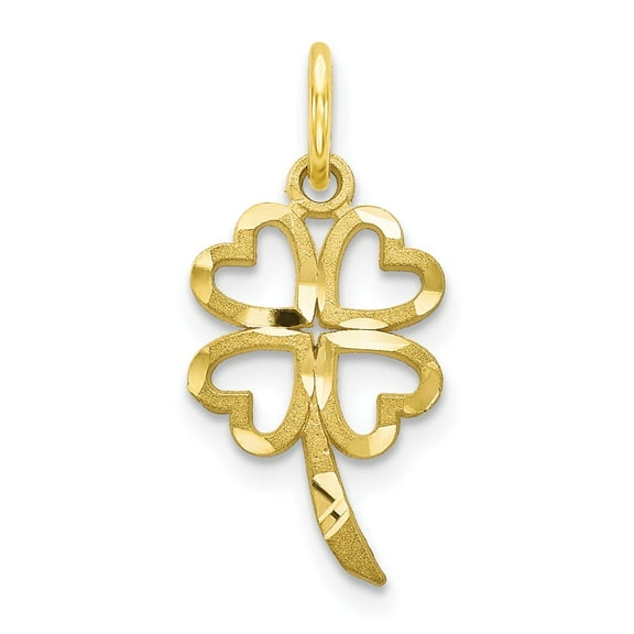 10k Yellow Gold Four Leaf Clover Pendant Charm
