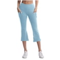 thumbnail image 3 of Women's Flare Capri Leggings Fold Over High Waisted Bootcut Yoga Pants Slim Fit Soft Capris Workout Lounge Legging, XL, 3 of 7