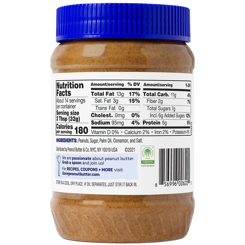 Peanut Butter & Co., Peanut Butter Spread, Cinnamon Swirl, 16 oz (454 g) Pack of 4