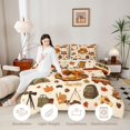 thumbnail image 3 of Manfei Happy Camping Twin Comforter Sets 2pcs,Cartoon Deer Car Bedding Set,Cream Orange,1 Comforter and 1 Pillowcase,Reversible, 3 of 6
