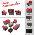 thumbnail image 5 of ALAULM 8 Pieces Outdoor Patio Furniture Set with Propane Fire Pit Table Outdoor Sectional Sofa Sets Patio Furniture 43" Gas Fire Pit Brown PE Rattan Patio Conversation Set w/6 Cushions, Red, 5 of 9