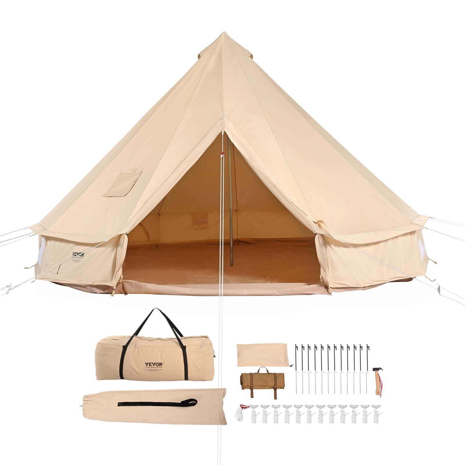 VEVOR Canvas Bell Tent, 4 Seasons 5 m/16.4 ft Yurt Tent, Canvas
