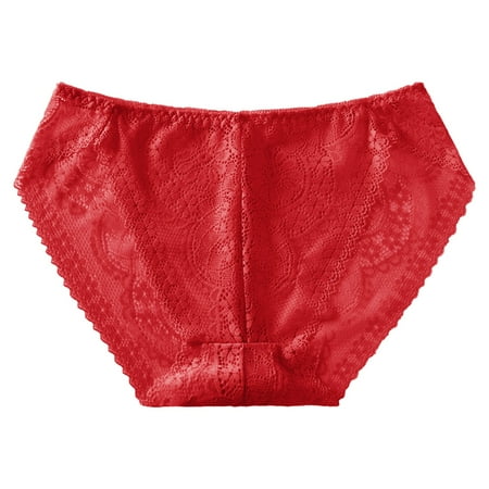 Riforla Ladies Underwear Panties Women s Low Waist Mesh Briefs Solid Color Cotton Crotch Underwear Panties Women s Briefs Red One Size