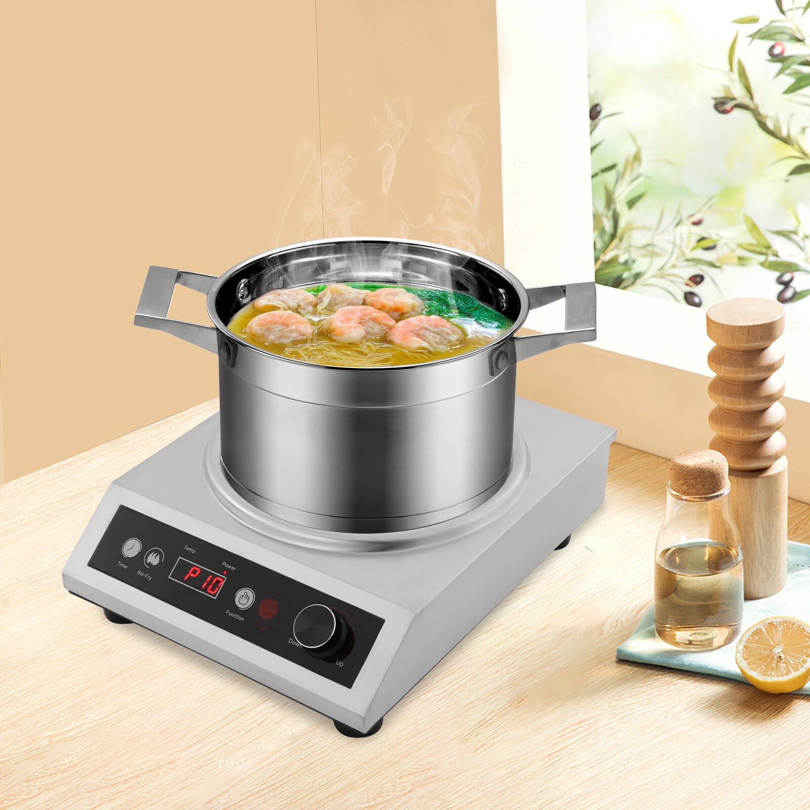 1800W Induction Cooktop With Concave Surface, Stainless Steel 24 Hours Timer Induction Oven, Induction Hob Used For Home And Commercial Cooking